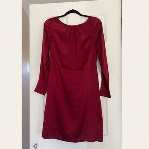❌SOLD❌Banana Republic 100% Silk Red Long Sleeve Shift Dress Size 2